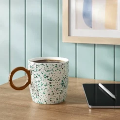 13oz Stoneware Spatter Print Mug Woodsy Green - Room Essentials™