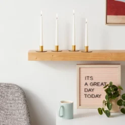 4pk Small Gold Powder Coated Taper Candle Holders - Room Essentials™: Iron Construction, Modern Decor