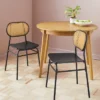 Set Of 2 Woven Back Metal Dining Chair Black - Room Essentials™