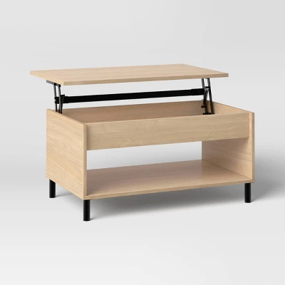 Mixed Materials Wood And Metal Lift Top Coffee Table With Storage Natural Wood - Room Essentials™ 2 Mixed Materials Wood And Metal Lift Top Coffee Table With Storage Natural Wood - Room Essentials™ - Image 2