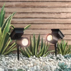 Short Solar LED Outdoor Spot Light Matte Black - Room Essentials™