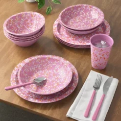 10.5" Plastic Terrazzo Pale Raspberry Dinner Plate Pink - Room Essentials™