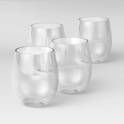 13.4oz 4pk Plastic Wine Glasses - Room Essentials™: Stemless, Outdoor, Dishwasher-Safe, Clear Drinkware 3 13.4oz 4pk Plastic Wine Glasses - Room Essentials™: Stemless, Outdoor, Dishwasher-Safe, Clear Drinkware - Image 3