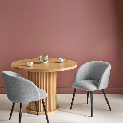 Set Of 2 Upholstered Barrel Back Dining Chairs With Metal Base Dining Chair Gray - Room Essentials™ 1 Set Of 2 Upholstered Barrel Back Dining Chairs With Metal Base Dining Chair Gray - Room Essentials™