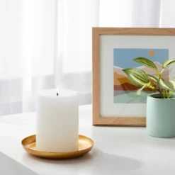 3" X 4" Unscented Candle White - Room Essentials™: Paraffin Wax, 65hr Burn Time, Single Wick Pillar