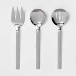 3pc Squared Straight Serving Set - Room Essentials™: Stainless Steel Utensils, Serving Fork & Spoons, Dishwasher-Safe -Room Essentials GUEST 4c446589 699e 4d15 8157 f9ac4b7b1ab6