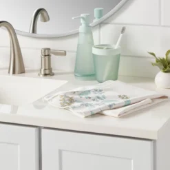 Quick Dry Floral Border Waffle Towel White - Room Essentials™