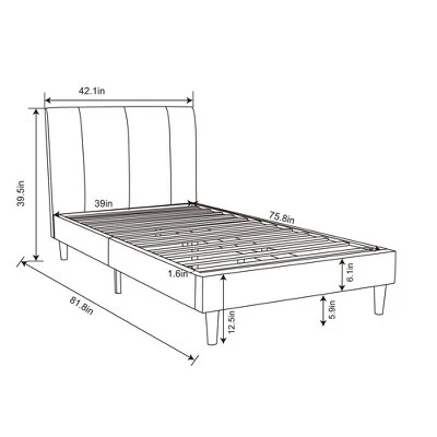Dorm Twin Bed Cream - Room Essentials™: Upholstered Headboard, Plywood Frame, No Box Spring Needed 6 Dorm Twin Bed Cream - Room Essentials™: Upholstered Headboard, Plywood Frame, No Box Spring Needed - Image 6