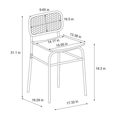 Set Of 2 Woven Back Metal Dining Chair Black - Room Essentials™ 6 Set Of 2 Woven Back Metal Dining Chair Black - Room Essentials™ - Image 6