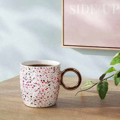 13oz Stoneware Spatter Print Mug Ruby Pink - Room Essentials™ 1 13oz Stoneware Spatter Print Mug Ruby Pink - Room Essentials™