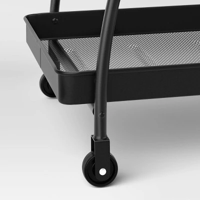 Metal Mesh Rolling Bar Outdoor Serving Cart Black - Room Essentials™ 3 Metal Mesh Rolling Bar Outdoor Serving Cart Black - Room Essentials™ - Image 3