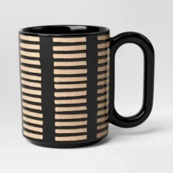 16oz Stoneware Broken Blinds Print Mug Black - Room Essentials™ -Room Essentials GUEST abc3d293 85a7 4231 adef 767018d45d45