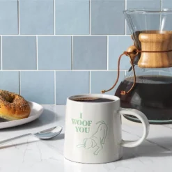 16oz Stoneware I Woof You Mug White - Room Essentials™: Coffee Mug, Microwave & Dishwasher Safe, Dorm Room Essential