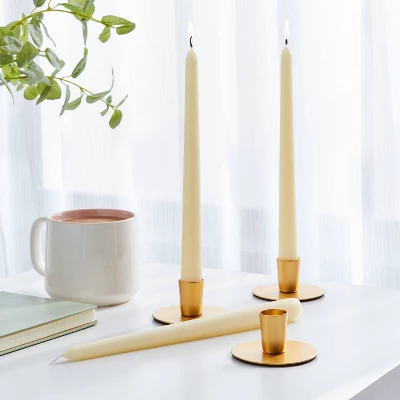 12pk Unscented Taper Candles Cream - Room Essentials™: Paraffin Wax, 10.6" Height, 6hr Burn Time 1 12pk Unscented Taper Candles Cream - Room Essentials™: Paraffin Wax, 10.6" Height, 6hr Burn Time