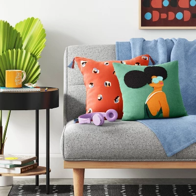 Abstract Dots Embroidered Cotton Square Throw Pillow - Room Essentials™ 1 Abstract Dots Embroidered Cotton Square Throw Pillow - Room Essentials™