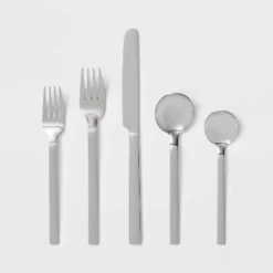 30pc Squared Straight Flatware Set With Caddy - Room Essentials™: Silverware Set, Service For 6, Forks Spoons Knives -Room Essentials GUEST cd67238c 9a50 49e4 9e2e 8070481737f6