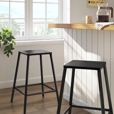 2pk Metal Counter Height Barstool Black - Room Essentials™: Steel Frame, Powder-Coated Finish, Armless Design 1 2pk Metal Counter Height Barstool Black - Room Essentials™: Steel Frame, Powder-Coated Finish, Armless Design