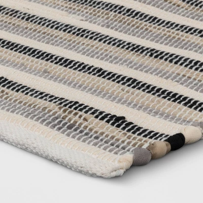 2'6"x4' Handloom Striped Woven Accent Rug Black/Gray - Room Essentials™: Entryway Rug, Indoor Use, Rug Pad Recommended 2 2'6"x4' Handloom Striped Woven Accent Rug Black/Gray - Room Essentials™: Entryway Rug, Indoor Use, Rug Pad Recommended - Image 2