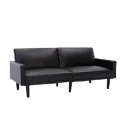 Faux Leather Futon Sofa With Arms Black - Room Essentials™ -Room Essentials GUEST f1f3fcb5 ce41 494a 876b 4460d36bd7d7
