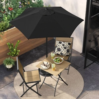 6' Round Outdoor Patio Market Umbrella With Black Pole - Room Essentials™ 1 6' Round Outdoor Patio Market Umbrella With Black Pole - Room Essentials™