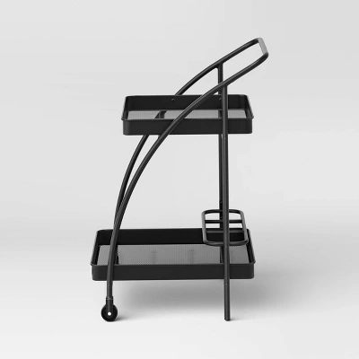Metal Mesh Rolling Bar Outdoor Serving Cart Black - Room Essentials™ 2 Metal Mesh Rolling Bar Outdoor Serving Cart Black - Room Essentials™ - Image 2