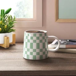 16oz Stoneware Checkerboard Mug - Room Essentials™